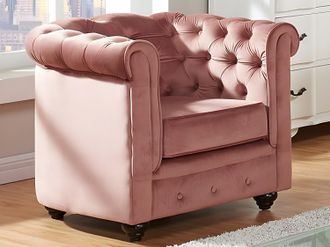 Vente-Unique Poltrona CHESTERFIELD in velluto Rosa cipria