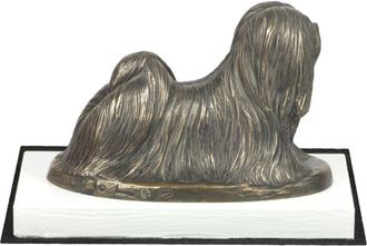 OEM Lhasa Apso - Estatuilla De Perro, Figura Sobre Base Blanca, Trofeo Para Exposici&oacute;n De Perros De Art-dog