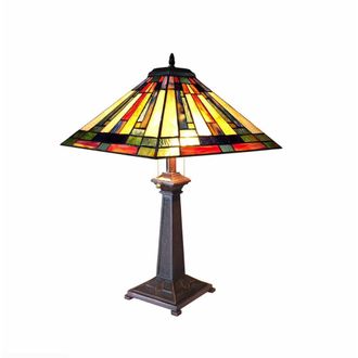 Chloe Lighting GERARD Tiffany-style 2 Light Mission Table Lamp 16 Shade