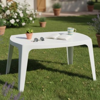 Dmora Dmora Table Ovale Empilable, Made In Italy, 49x76x43 Cm, Couleur Blanche