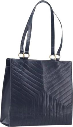 Saint Laurent Pre-owned Vintage Tote Bag - Dames - Vintage Shopper - Blauw - ONE Size - Leer - Vintage