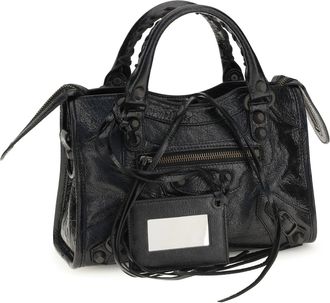 Balenciaga Womens Le City Mini Bag Black Lamb Shoulder