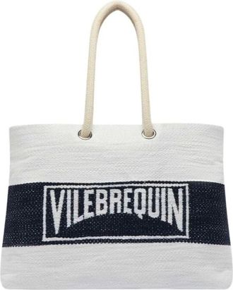 Vilebrequin Tote Bags, male, Blue, Size: ONE SIZE Logo-jacquard Striped Beach Bag
