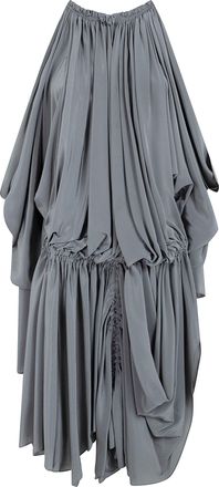 Balmain Open Shoulder Fluid Crepe Dress
