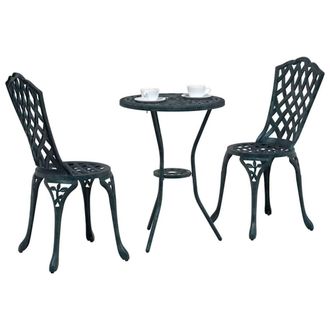 Berkfield Home Stylish 3 Piece Garden Bistro Set Green Cast Aluminium