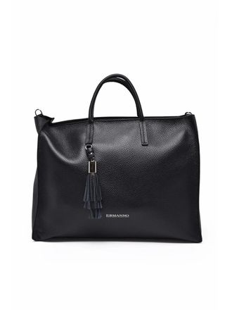 Ermanno Scervino Black Delizia Removable Shoulder Strap Leather Tote Bag