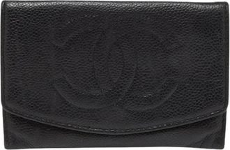 Chanel Pre-owned CC Portemonnee - Dames - Pre-owned - Zwart - Maat: ONE Size Leer