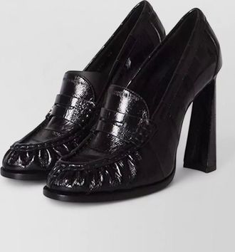 Saint Laurent eel skin loafer pumps l shaped heel