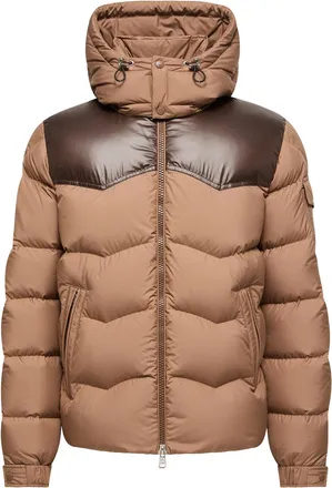 Moncler Moncler Ravelis Hooded Zig-zag Quilted Short Down Jacket, Men, Beige, Size: 0