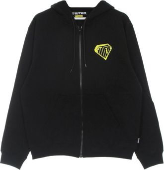 Iuter Zwarte Zip Hoodie Lichtgewicht Sweatshirt - Heren - Vesten met rits - Zwart - XL - Katoen - Hoodies & sweatvesten