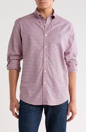 Brooks Brothers Regular Fit Gingham Stretch Cotton Oxford Button-Down Shirt in Baroque/Navy at Nordstrom Rack, Size Xx-Large