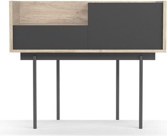 HERDASA Consola De Entrada Fabricada En Melamina Con Patas Met&aacute;licas, Modelo Diplomat (671) De Herdasa. Nogal-arena-grafito Serigraf&iacute;a