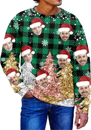 Generic Personalised Funny Christmas Jumper for Men Women, Custom Funny Christmas Jumpers with Your Photo, Xmas Sweatshirt for Men or Women Outfits Ugly Sweat