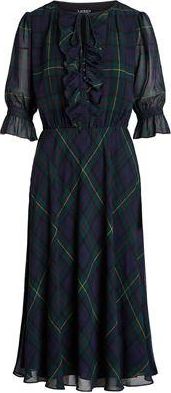 Ralph Lauren PLAID CRINKLE GEORGETTE DRESS