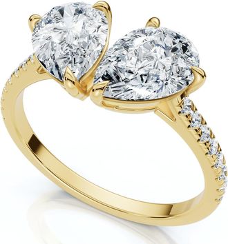Pompeii3 2 1/3Ct Toi et Moi Double Pear Diamond Ring 14k Gold or Platinum Lab Grown