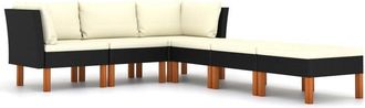 vidaXL Vidaxl - Set De Muebles De Jard&iacute;n 6 Pzas Y Cojines Rat&aacute;n Sint&eacute;tico Negro