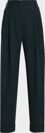 Dries Van Noten Partan Pleated Straight-Leg Ankle Pants