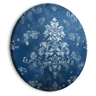 OEM Cuadro Redondo - Adorno Retro: Motivo Decorativo En Tonos Azules Desgastados / Adorno Retro En Tonos Azules Desgastados