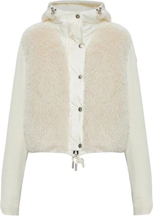 Moncler Vest met doorgestikt voorpand - Dames - Vesten - Beige - M - Wol - Truien & Vesten