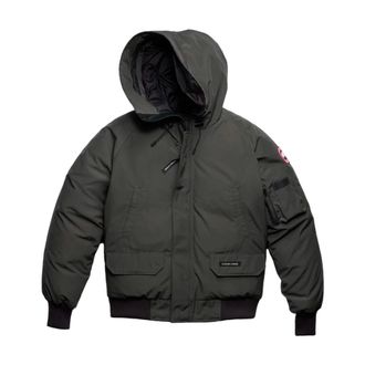 Canada Goose Grijze Bomberjack met Bont Capuchon - Heren - Jassen - Grijs - Maat: XL Leer