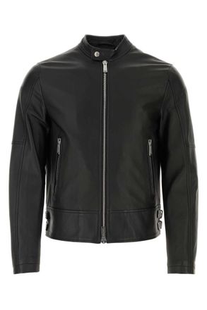Dsquared2 Black Leather Biker Jacket