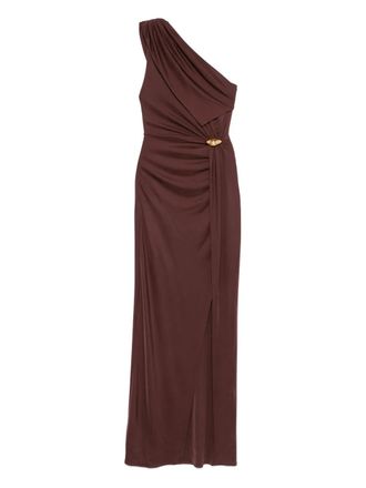 Elisabetta Franchi jersey asymmetric maxi dress - Brown