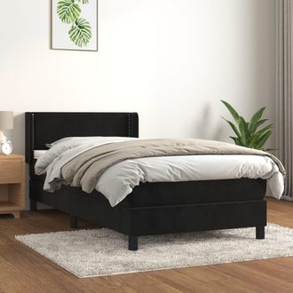 vidaXL Cama Box Spring Con Colch&oacute;n Terciopelo Negro 100x200 Cm Vidaxl
