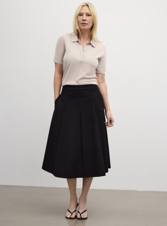 Contemporaine Womens Wool-blend piqu&eacute; midi skirt