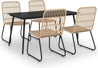 Les Tendances Conjunto De Comedor De Jard&iacute;n Mueble De Exterior 5 Piezas De Polirat&aacute;n Y Vidrio 020014234