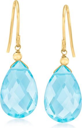 Canaria Canaria Sky Blue Topaz Drop Earrings in 10kt Yellow Gold