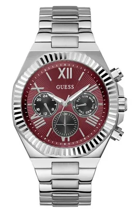 Guess Equity Multifunction Bracelet Watch, 44mm in Red at Nordstrom