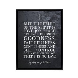 Artery8 Galatians 5 22 23 The Fruit Of Bible Quote Framed Canvas Wall Art Print in Grey | Size: W24 x H32