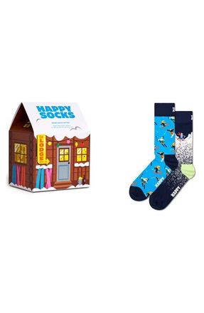 Happy Socks Assorted 2-Pack Skiing Chalet Crew Socks Gift Set in Brown at Nordstrom