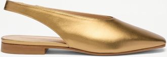 Russell & Bromley CARDEN Womens Gold Leather Ultra Thin Flat Slingback