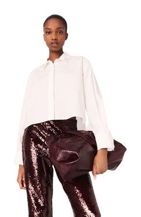 Maje Cropped shirt with jewel detail in White at Nordstrom, Size Large