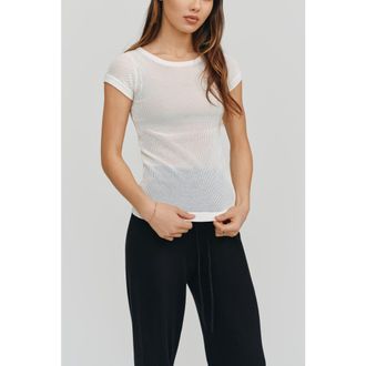 Kathryn McCarron Ella Mesh Tee in White at Nordstrom, Size X-Small
