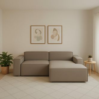 Dmora Sof&aacute; Fijo Dgatta, Gran Sof&aacute; Modular De 2 Plazas Con Pen&iacute;nsula A La Derecha, 100% Made In Italy, Sof&aacute; Moderno En Tela, Cm 240x170h70, T&oacute;rtola - Dmora