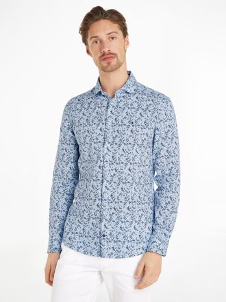 Tommy Hilfiger Langarmhemd TOMMY HILFIGER CL W-CO/LI DITSY FLOWER Slim Fit SHIRT, Herren, Gr. 44, N-Gr, blau (light blau, multi), Web, Obermaterial: 57% Baumwolle, 4