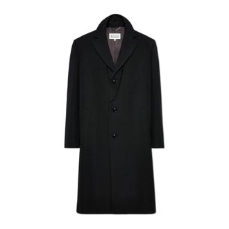 Maison Margiela Woljas met rafelafwerking - Heren - Mantel - Zwart - L - Wol - Jassen
