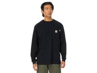 Carhartt Work in Progress Flame-Resistant Force Loose Fit Midweight Long Sleeve Pocket T-Shirt Mens Clothing Black : MD (Reg), Cotton