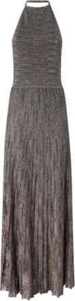 Missoni Lange viscose lam&eacute; jurk met open rug - Dames - Maxi kleedjes - Beige - 2XS - Polyester - Kleedjes