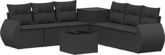 vidaXL Juego De Sof&aacute; 8 Uds. Negro Rat&aacute;n Sint&eacute;tico Y Acero Vidaxl
