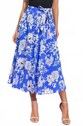 Flying Tomato Printed Poplin Midi Skirt In Royal