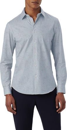 Bugatchi James OoohCotton Marble Print Button-Up Shirt in Night-Blue at Nordstrom, Size Medium