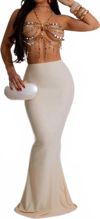 DIVA Crystal Cascade Rhinestones Crop Top In Brown