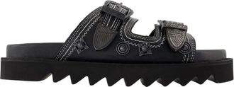 Toga Archives Zwarte Leren Sandalen - Noir Stijl - Dames - Sandalen - Zwart - 35 EU - Leer - Schoenen