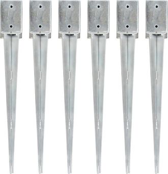 vidaXL Vidaxl - Picas De Tierra 6 Unidades Acero Galvanizado Plateado 9x9x75 Cm