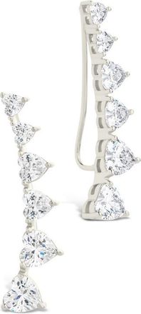 Sterling Forever Jillian Cubic Zirconia Heart Ear Climbers in Silver at Nordstrom