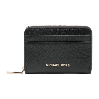 Michael Kors Wallets & Cardholders, female, Black, Size: ONE SIZE Jet Set Small Pebbled Leather Zip-Around Card Case