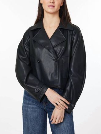Habitual Vegan Leather Cropped Trench In Black